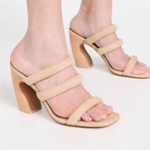 VINCE• leather comma block heel sandals
